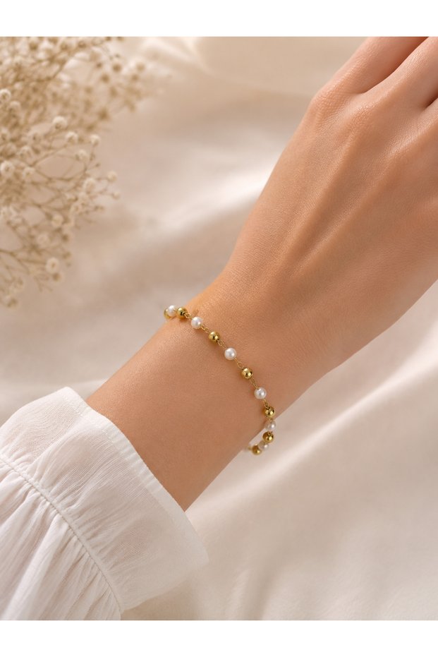 Steel Pearl Dorika Bracelet Gold