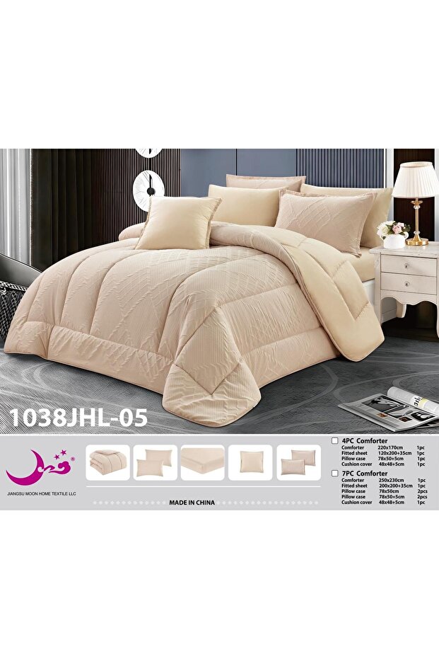 مفرش سرير مزدوج صيفي سادة وجهين - 6قطع - لحاف نفرين صيفي سادة وجهين 230*250