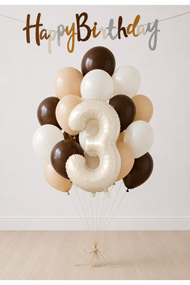 -3- Age Retro Happy Birthday Banner Themed Balloon Bundle 20 Pieces