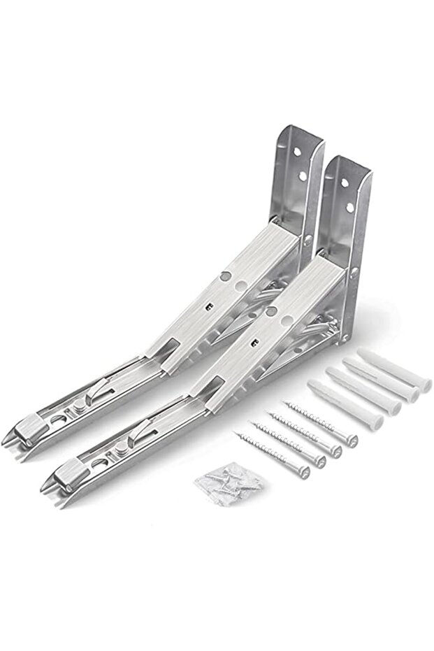2 Pcs Folding Shelf Brackets - Heavy Duty Metal Collapsible Shelf Bracket for Bench Table