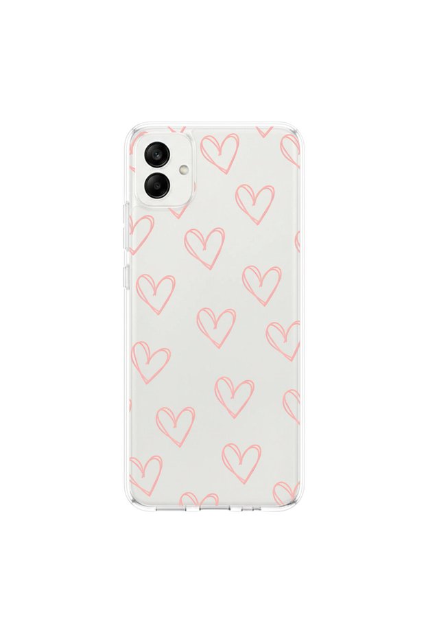 Samsung Galaxy A04 Compatible Heart 6 Design Transparent Case