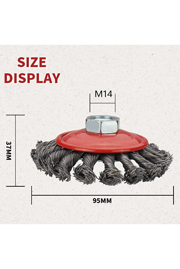 95mm SI FANG M14 Thread Twisted Steel Wire Wheel Cup Brush for Angle Grinder Powerful Paint Removal