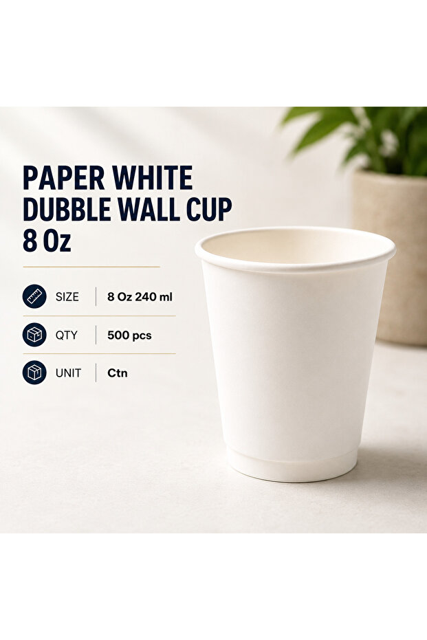 PAPER WHITE DUBBLE WALL CUP – 8 Oz