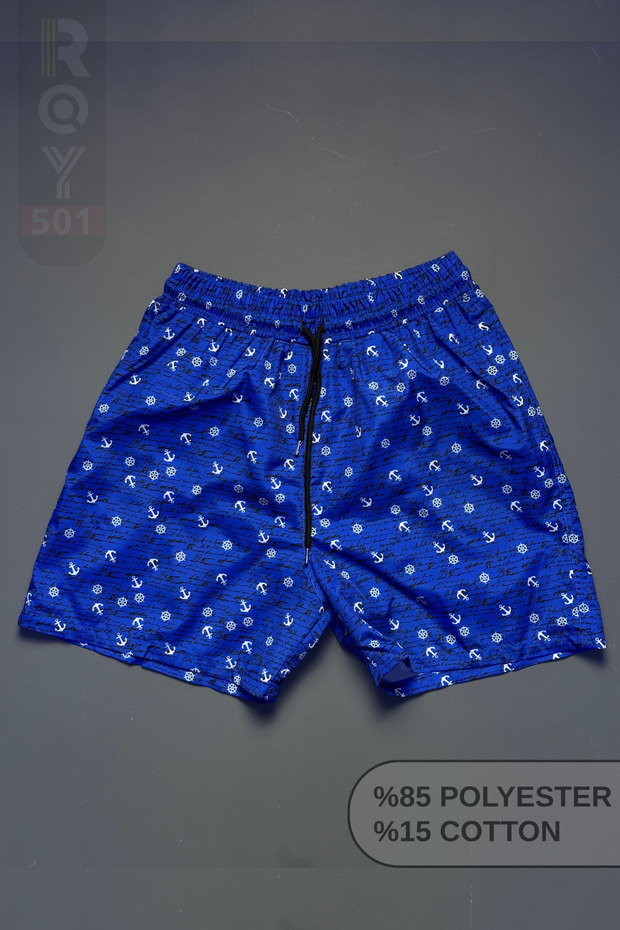 Men's Swim Shorts Patterned Pocket Zippered Mesh Swim Shorts