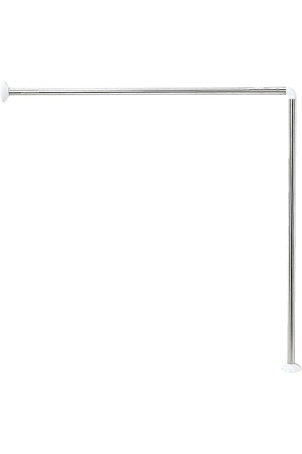 L Shaped Shower Curtain Rod Stainless Steel, Corner Shower Rail, White 80 x 80 cm