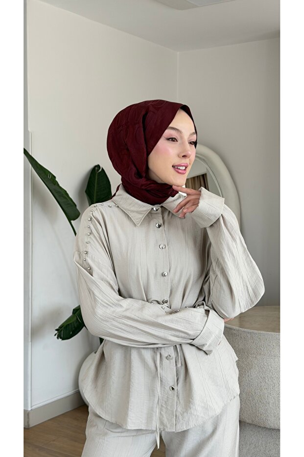 طقم بنطلون مزين بأزرار من مجموعة New Season Dream Pearl