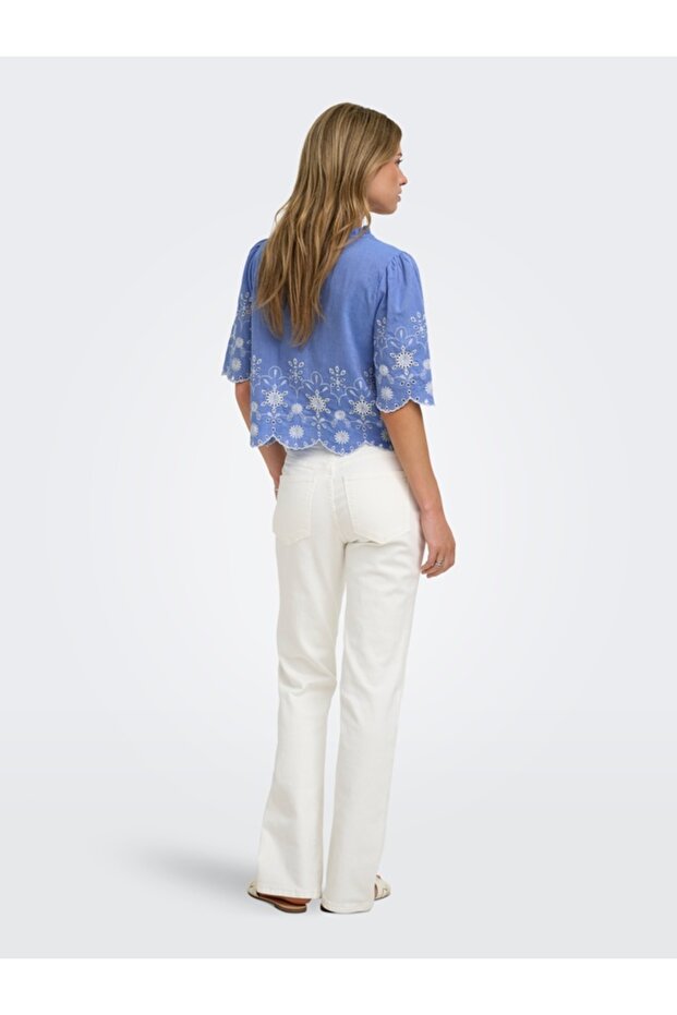Women's Onlmiffy S/S Emb Tie Top Noos Wvn O15364399-4911563 - 5
