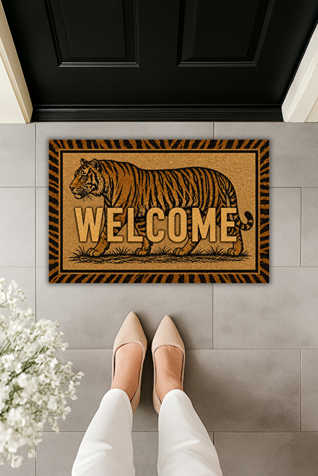 Tiger Patterned Welcome Door Mat – Digital Print Decorative Non-Slip Mat 70X45 cm