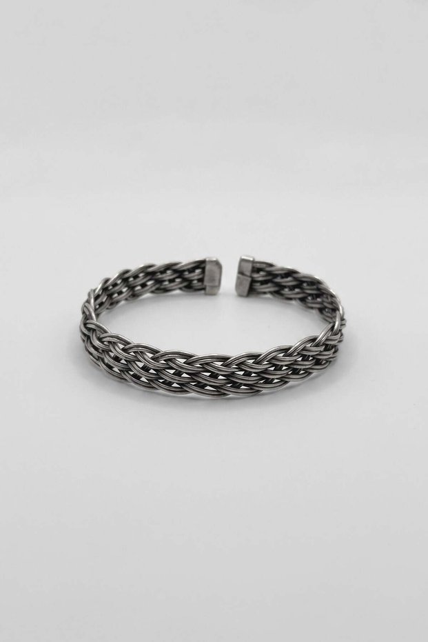 Men's Handmade Filigree Copper Plated Wicker Mesh Bracelet Black