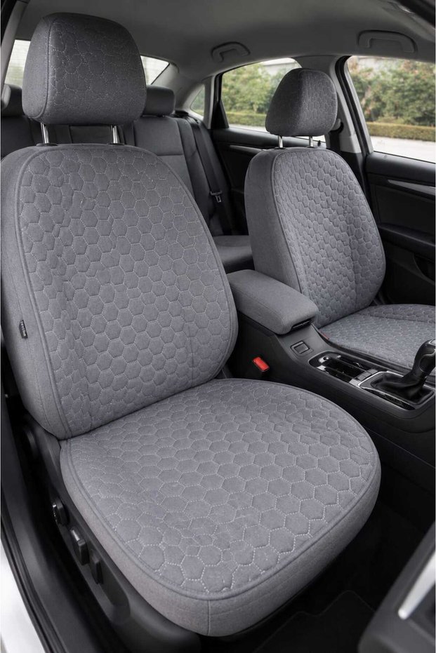 Renault Clio 5 Compatible Anti-Slip Based Car Seat Cushion Set - Full Set of 5 - Sponge-Backed - Quilted - Anti-Sweat Fabric - Practical Installation - Gray
