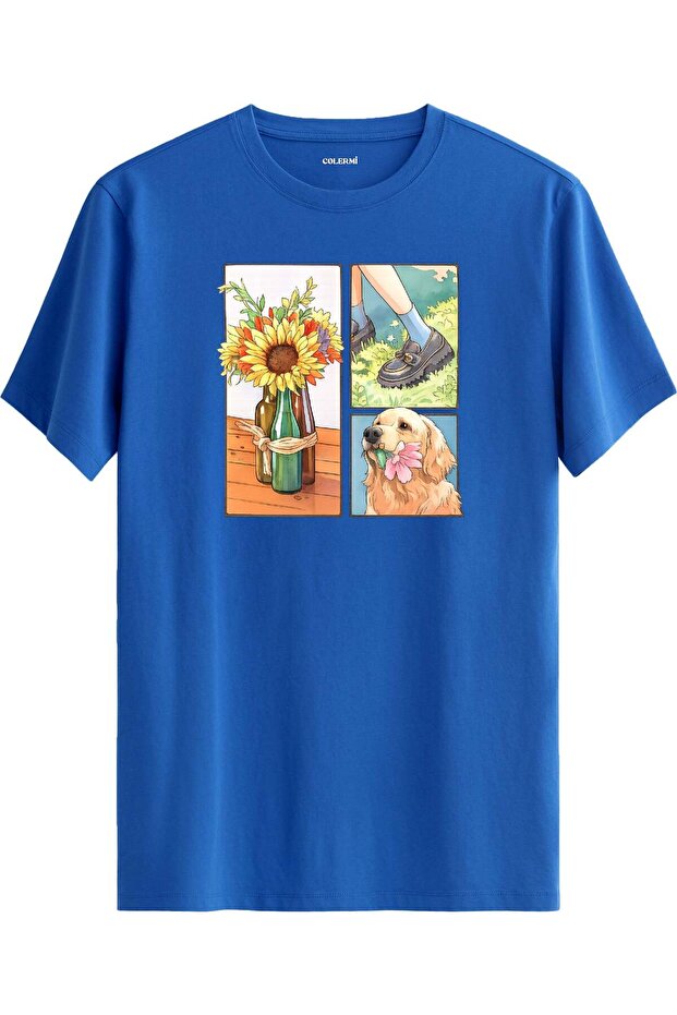 Sunflower & Golden Dog Printed T-Shirt