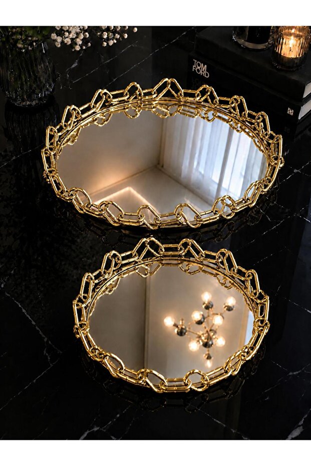 2 Li Round Chain Tray-Gold Tkebt Gold