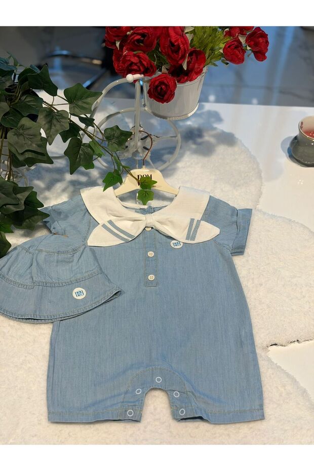 Boy's Sailor Overalls and Hat - 100% Natural Cotton - Blue