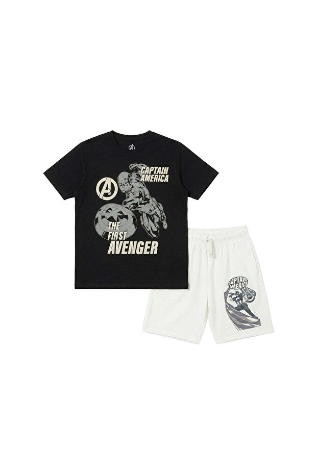 Captain America Men’s Graphic Printed T-Shirt & Shorts Set