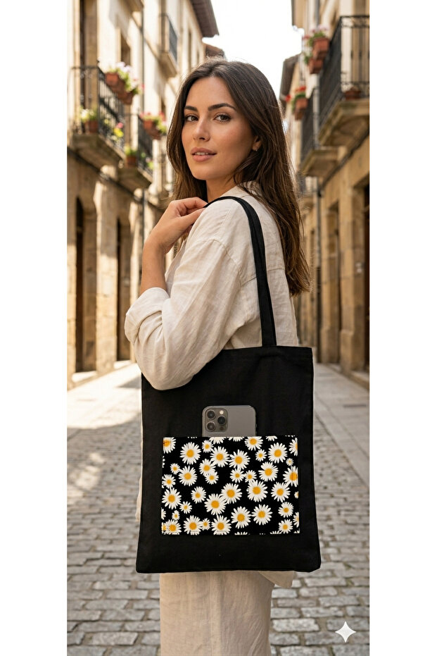 Black Cloth Bag with Pockets