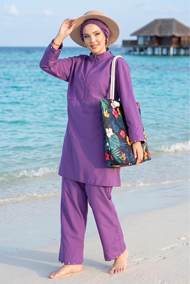 Ece Model Leopard 3-Piece Set Hijab Swimsuit Set