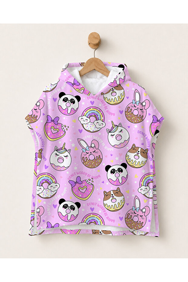 Panda Patterned Children's Poncho Towel Hooded Sea Beach Pool Poncho