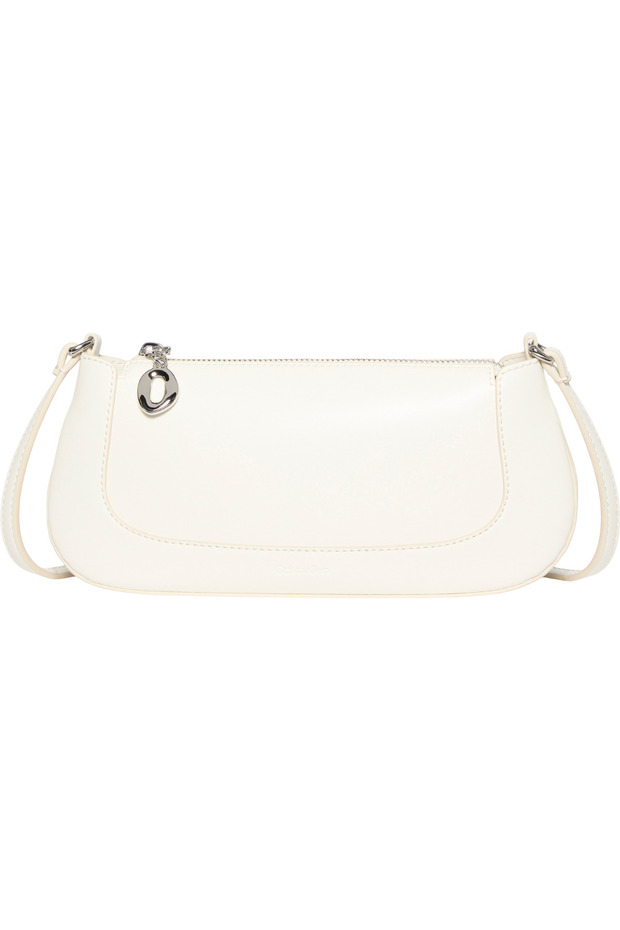 Hardware Zippered Crossbody Ecru Women's Bag