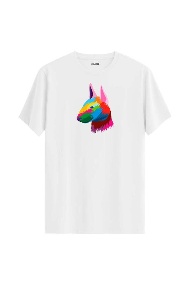 Colorful Rocky Bull Terrier Dog Printed T-Shirt