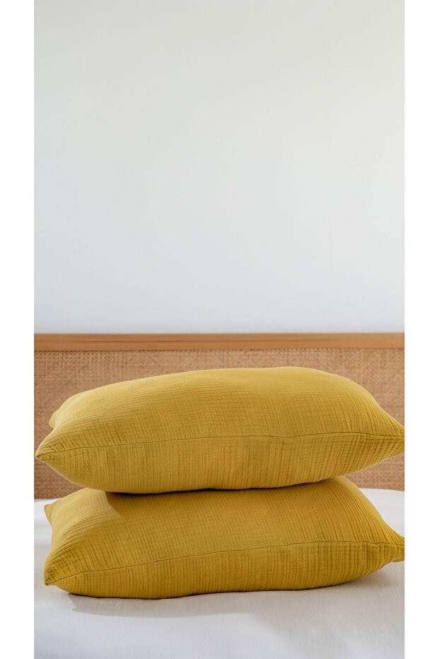 4 Layer Muslin Pillowcase Set - Pack of 2 - 17 Different Color Options - 50X70Cm
