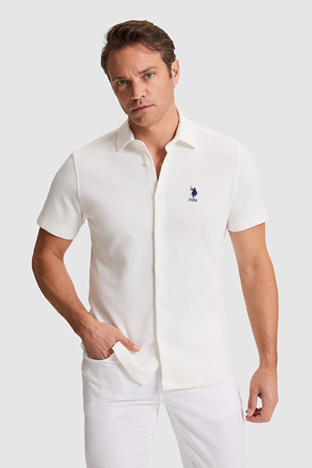 Men's White Knitted Shirt 50320217-Vr013