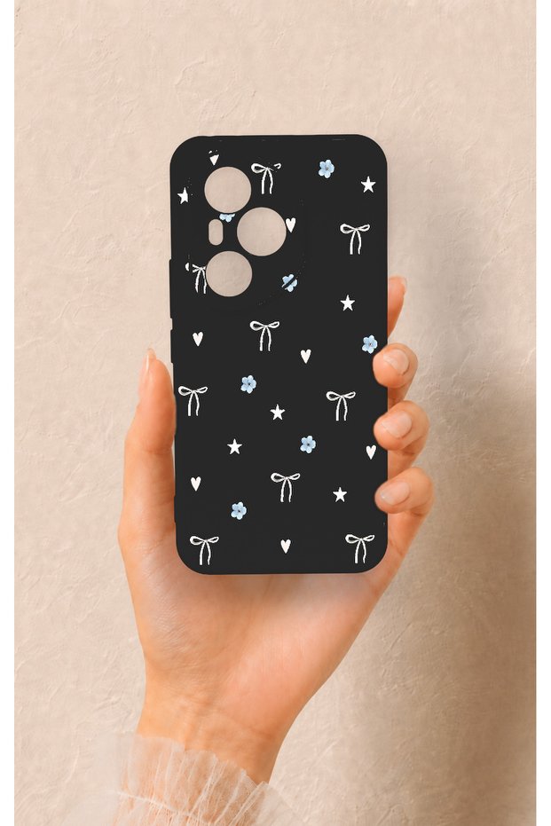 Honor 400 Pro Compatible Mini Bow Black Patterned Silicone Case