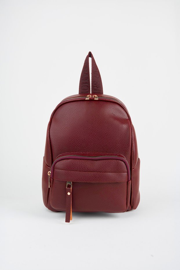 Women's Koala Burgundy 3-Compartment Soft Faux Leather Zipper Closure Travel & Daily Backpack