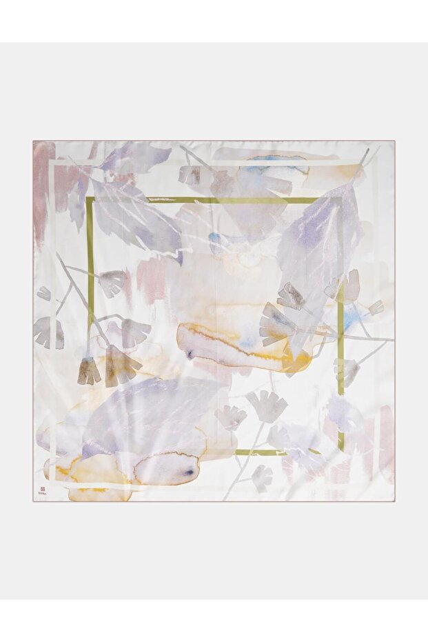 Leaf Pattern Silk Scarf Lilac