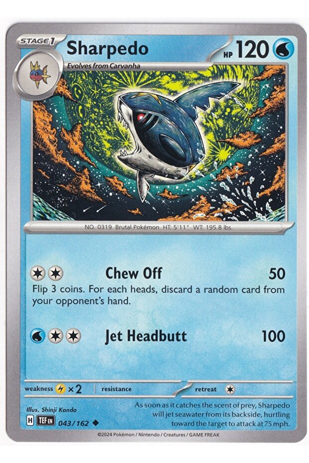 Sharpedo 043/162 - Temporal Forces - Kart (Mint)
