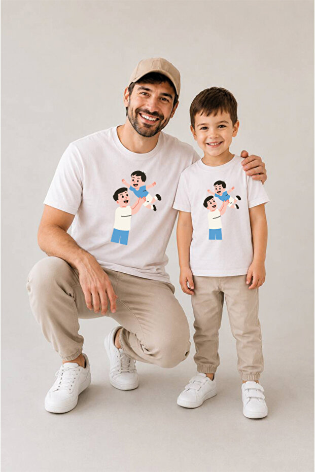 Father Son Combination Sold as a Single Item 100% Cotton Oversize T-Shirt Father's Day Gift