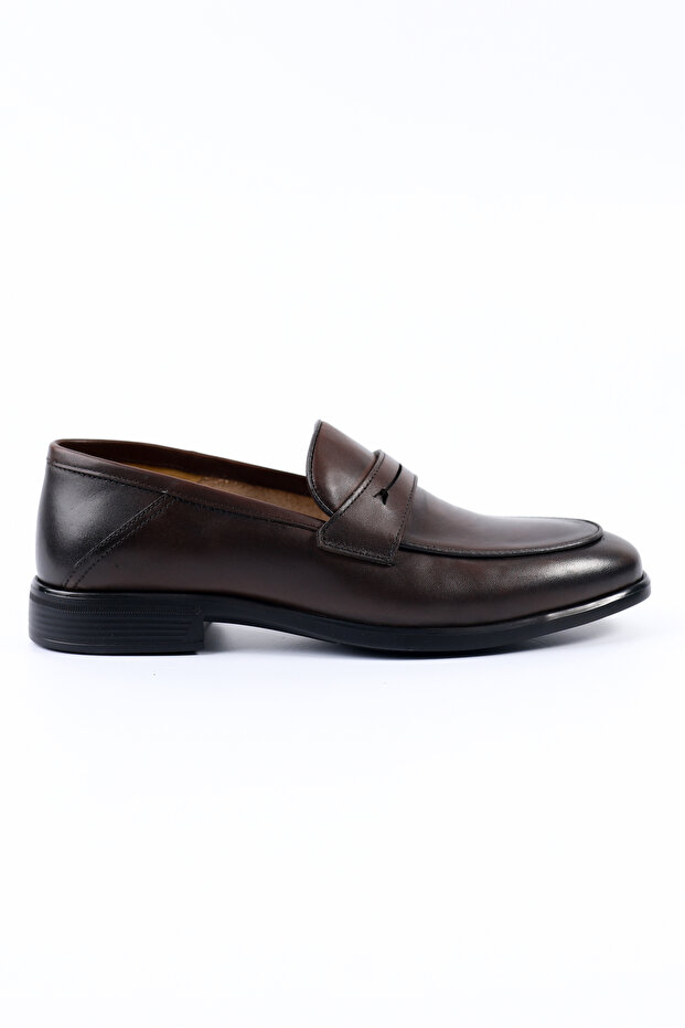 Genuine Leather Brown Loafer Men's Shoes - E4644