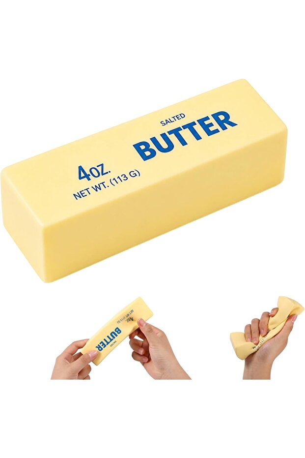 kotron Butter Squeeze Toy, Butter Stick Toys Slow Growth Relax PU Material for Office School Anxiety Relief and Decompression (Light Yellow)