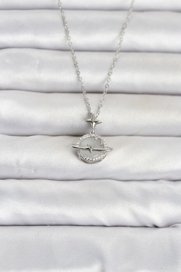 316L Steel Chain Silver Color Planet Model Women's Necklace