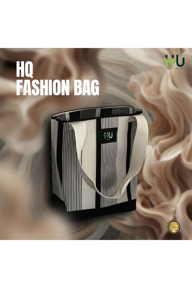 HQ Fashion Bag – Stylish Trendy Handbag with Durable Material for Daily Use, Shopping, Travel & Casual Outings - Black White