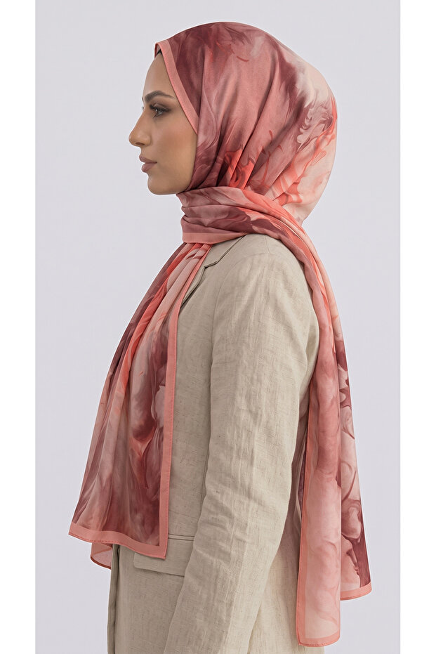 Yanki Patterned Viscose Shawl - Light Pink - 2