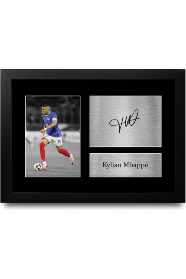 A4 FR Kylian Mbappe France Gifts Printed Signed Autograph Picture for Fans and Supporters - A4 Framed