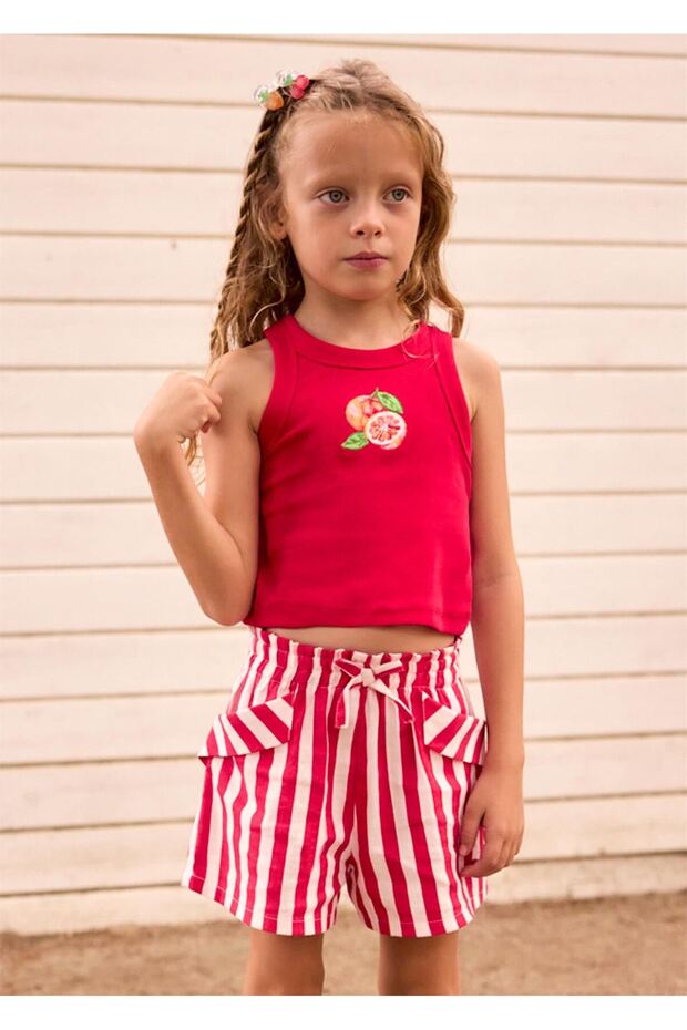 Girl's Striped Shorts Red 3221