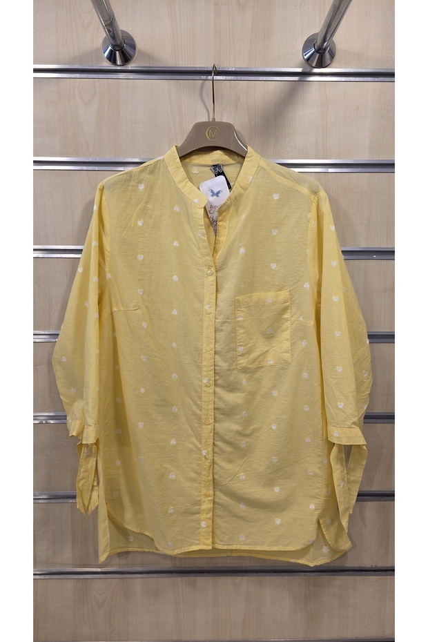 Women's Cotton Shirt with Heart Embroidery