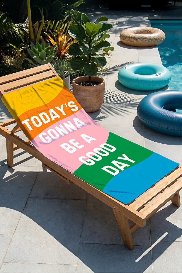 Modern Beach Towel Coverlet with Colorful Writing - Pops Art Multi-Color Quick-Dry Microfiber Towel Coverlet