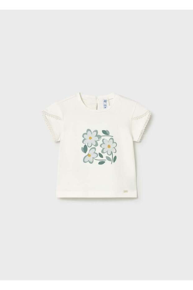 Baby Girl Printed Tshirt Cream