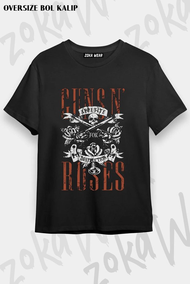 Unisex Loose Fit Guns N Roses V57 Printed T-Shirt