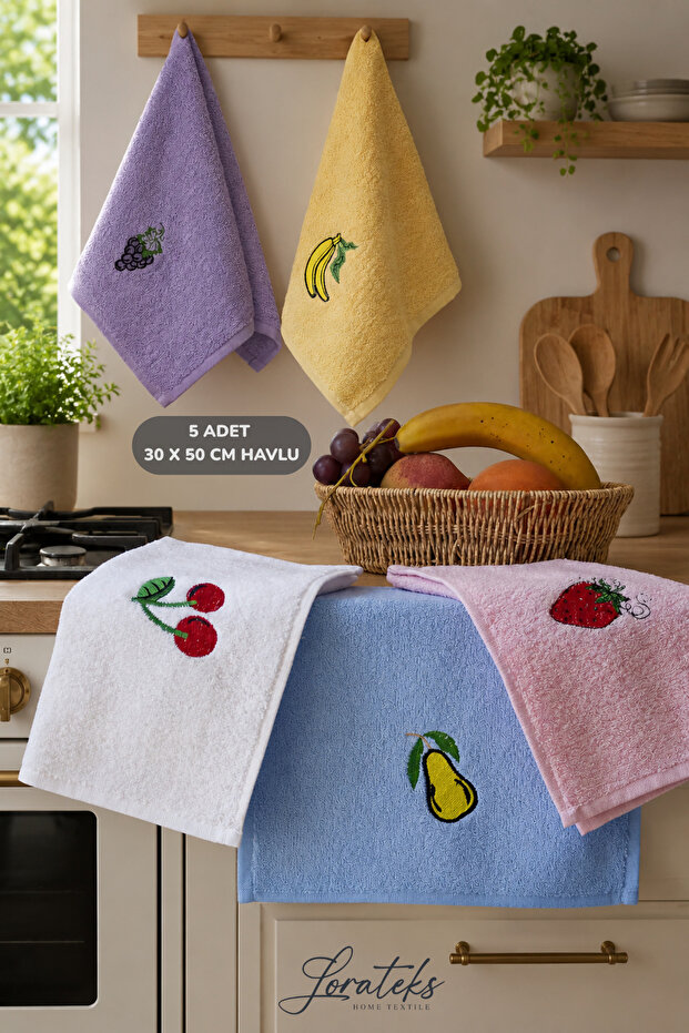 Blueberry 5-Piece 30X50 cm Kitchen Towel Set | Drying Cloth | Towel & Towel Set | Towel | Kitchen Towel | Dowry Set