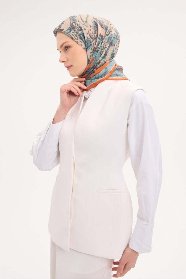 وشاح تينسل مونار بنمط برتقالي 90x90