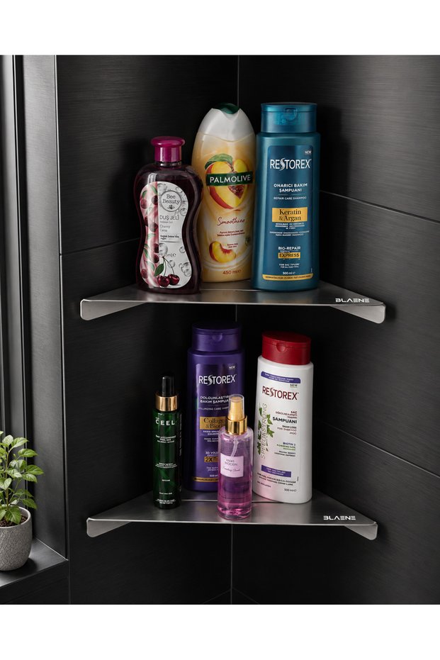 304 Stainless Steel No Drilling Mounting Adhesive and Screw Slim Corner Shower Shelf - Bth-002