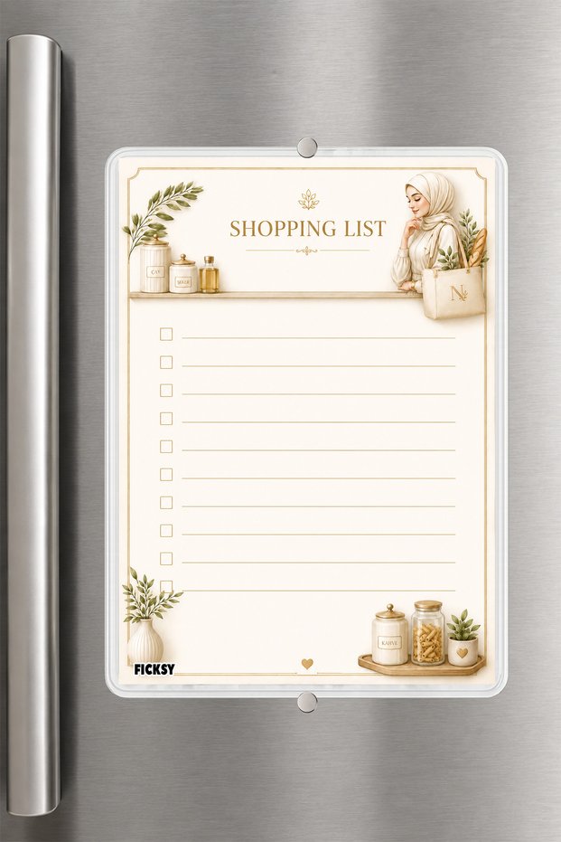 Shopping List - A5 - Magnetic - Pvc - Refrigerator Note Holder & Desktop - Summer Erase - Planner