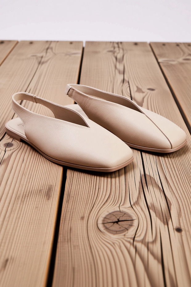 Women's Genuine Leather Square Toe Ballerinas Flat Heeled Comfortable Daily Shoes Modern Stylish Comfortable