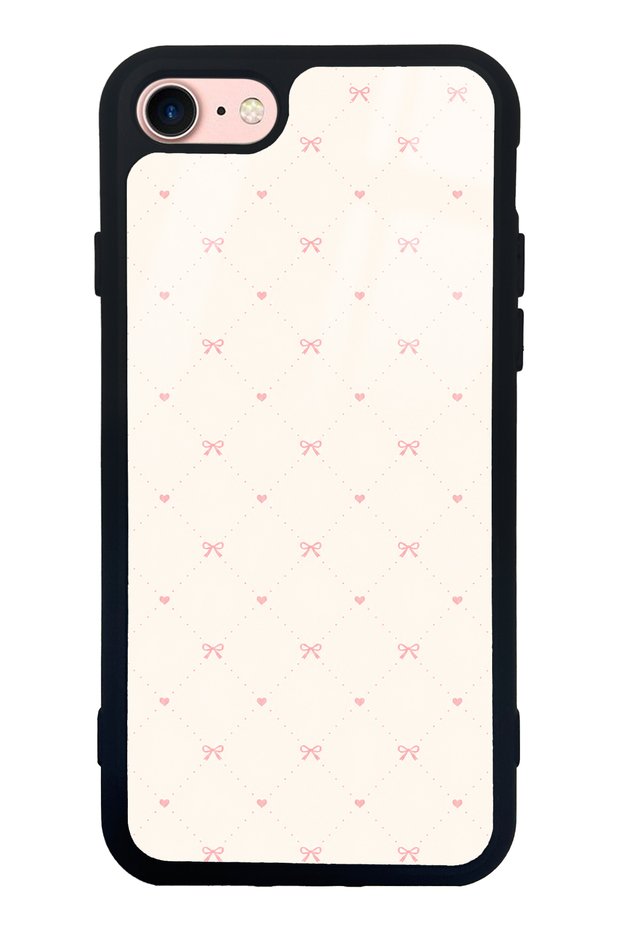 iPhone 7 - 8 - Se Cream Pink Coquette Pattern Designed Glossy Phone Case