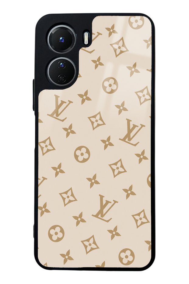 Vivo Y16 Glossy Phone Case with Cream Lv Design