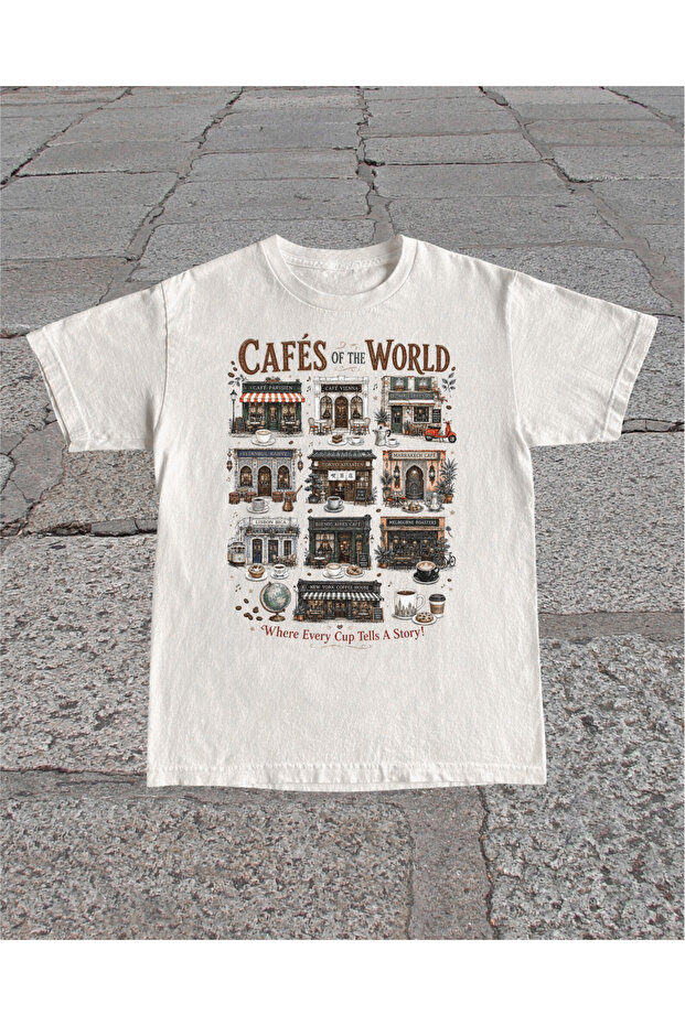 Cafes of World Printed Unisex Oversize T-Shirt