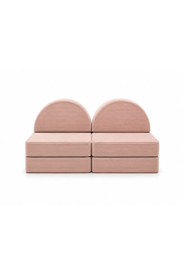 Corduroy Peachy Cuddle Junior Play Sofa (Peach pink) Half Round Set- 6pcs